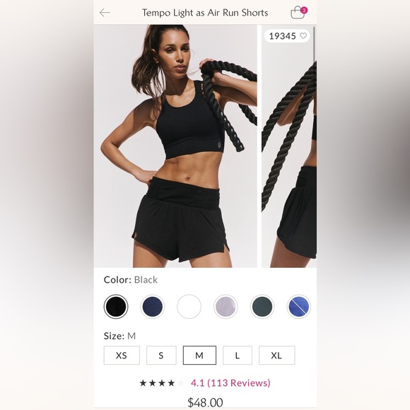 black free people tempo light as air run shorts - Picture 5 of 5